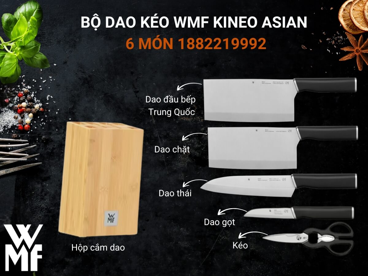 Bộ dao WMF ASIAN 6PCS BLOCK SET 1882219992