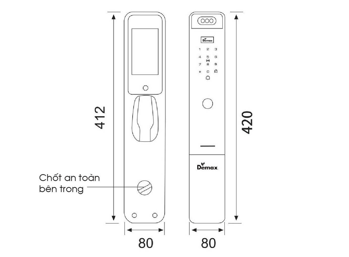 Khóa điện tử nhận diện khuôn mặt Demax EL910 GS FACE ID VIDEO CALL REMOTE APP WIFI