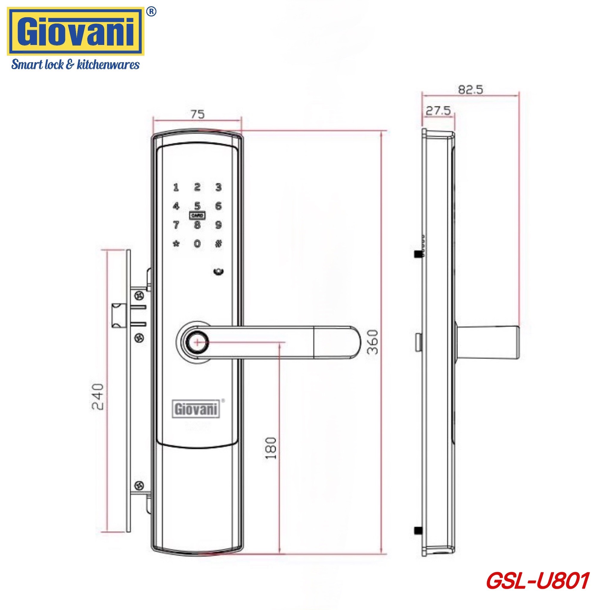Khóa vân tay Giovani GSL-U801G