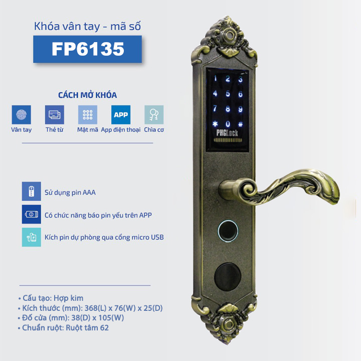 Khóa vân tay PHGLock FP6135