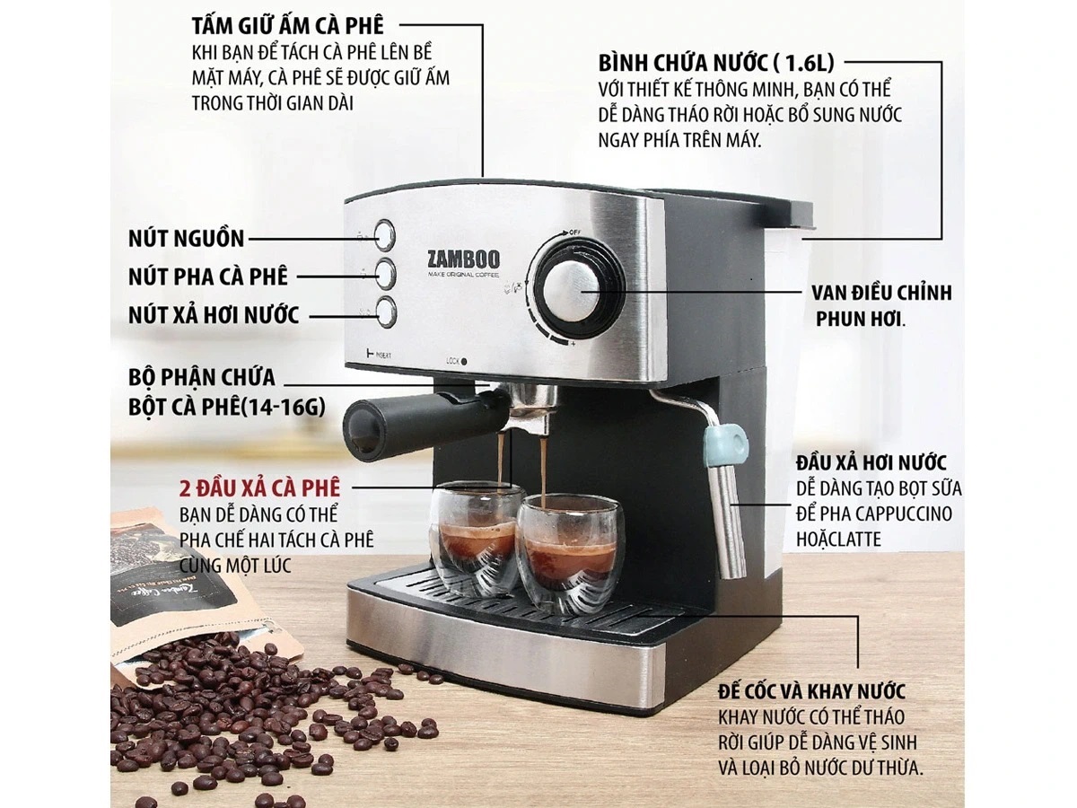Máy pha cà phê Espresso Zamboo ZB-88CF