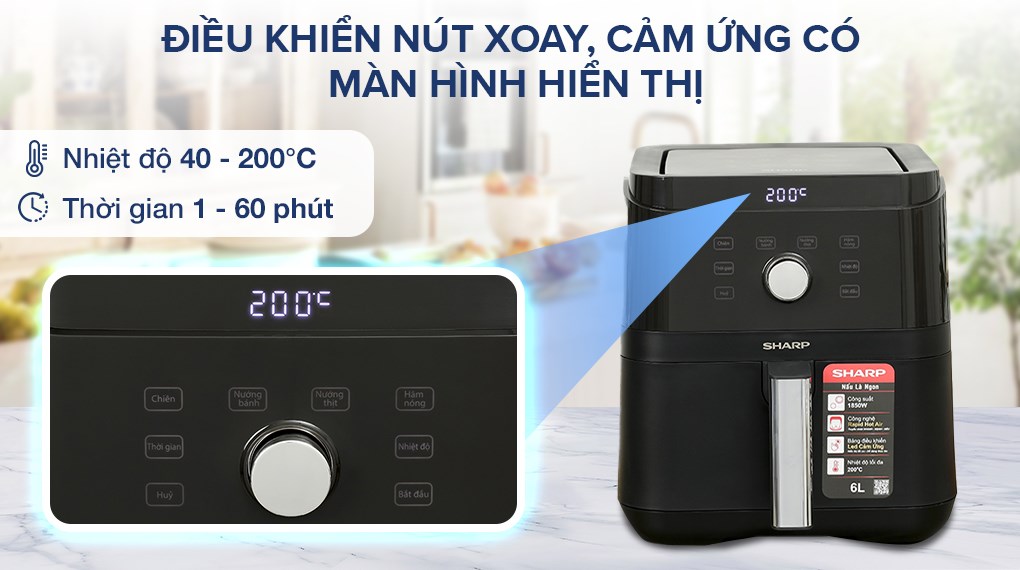 Nồi chiên không dầu Sharp KF-AF60EV-BK