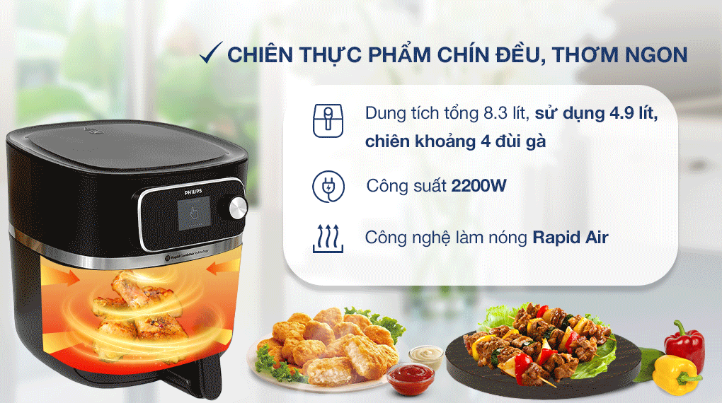 Nồi chiên không dầu Philips HD9880/90 8.3 lít - Công nghệ Nồi chiên không dầu Philips HD9880/90 8.3 lít - Công nghệ