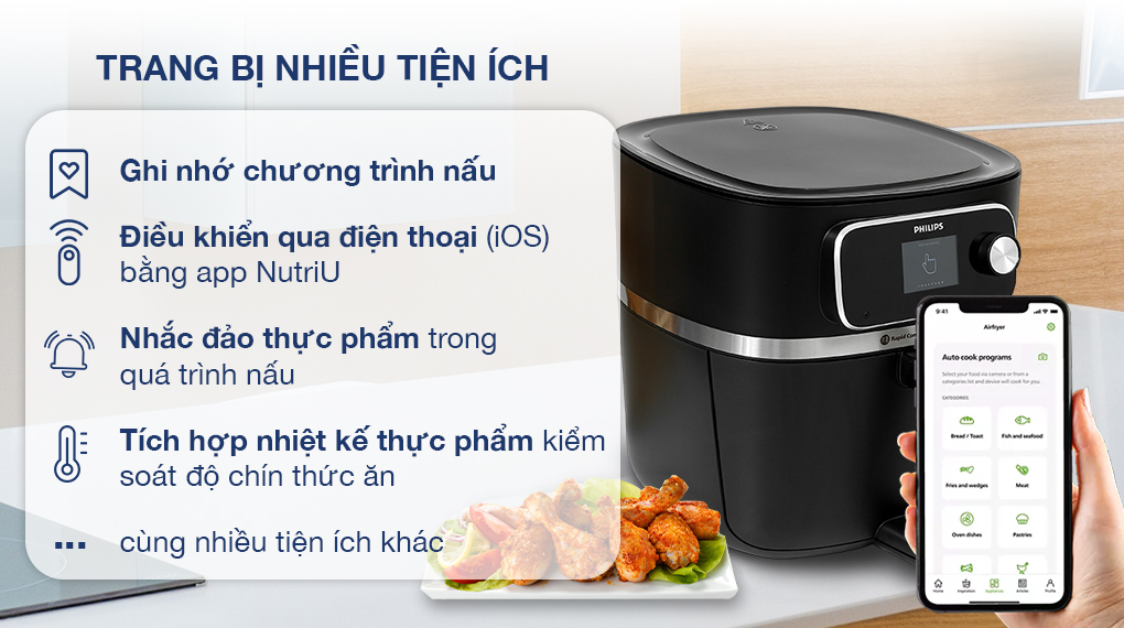 Nồi chiên không dầu Philips HD9880/90 8.3 lít - Tiện ích Nồi chiên không dầu Philips HD9880/90 8.3 lít - Tiện ích