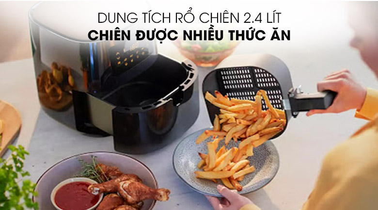 Dung tích rổ chiên - Nồi chiên không dầu Philips HD9252/90 2.4 lít Dung tích rổ chiên - Nồi chiên không dầu Philips HD9252/90 2.4 lít