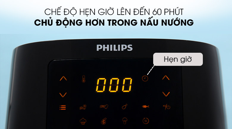 Chế độ hẹn giờ tiện lợi - Nồi chiên không dầu Philips HD9252/90 2.4 lít Chế độ hẹn giờ tiện lợi - Nồi chiên không dầu Philips HD9252/90 2.4 lít