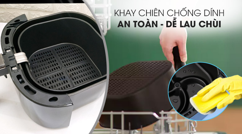 Khay chiên dễ vệ sinh - Nồi chiên không dầu Philips HD9252/90 2.4 lít Khay chiên dễ vệ sinh - Nồi chiên không dầu Philips HD9252/90 2.4 lít
